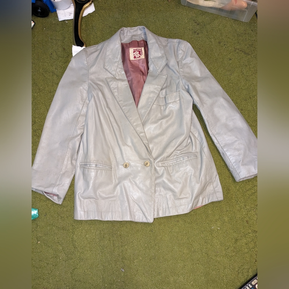 Women's Gray Leather Jacket